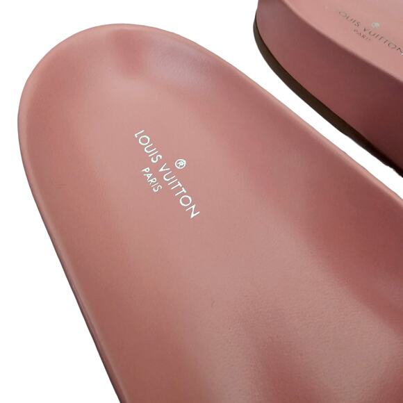 Louis Vuitton Bom Dia Flat Slide Mule Sandal Brown Pink LV Monogram Size 40 US10 - Picture 8 of 13